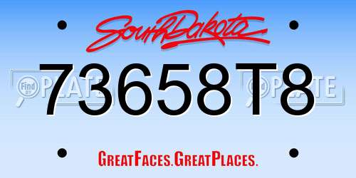 73658T8 South Dakota License Plate