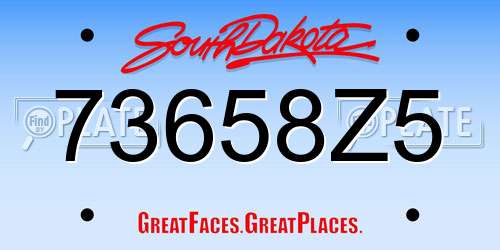 73658Z5 South Dakota License Plate