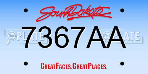 7367AA South Dakota License Plate