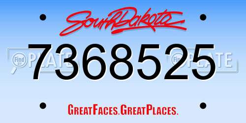 7368525 South Dakota License Plate