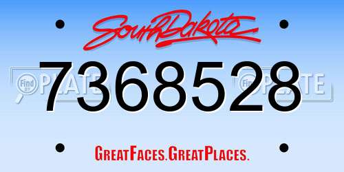 7368528 South Dakota License Plate