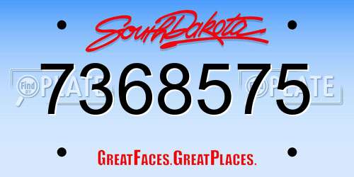 7368575 South Dakota License Plate