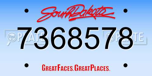 7368578 South Dakota License Plate