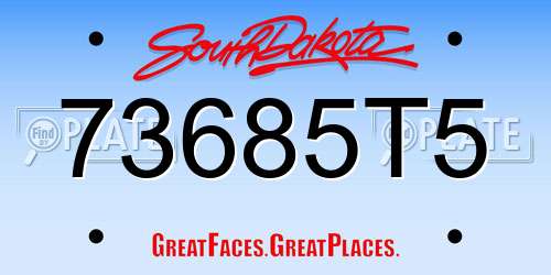 73685T5 South Dakota License Plate