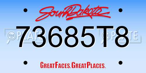 73685T8 South Dakota License Plate