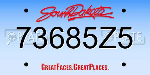 73685Z5 South Dakota License Plate
