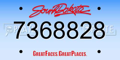 7368828 South Dakota License Plate