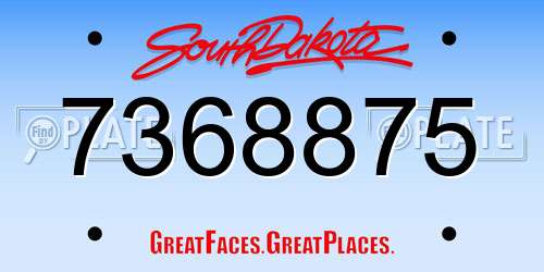 7368875 South Dakota License Plate
