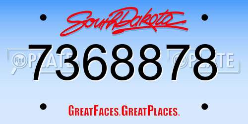 7368878 South Dakota License Plate