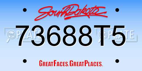 73688T5 South Dakota License Plate