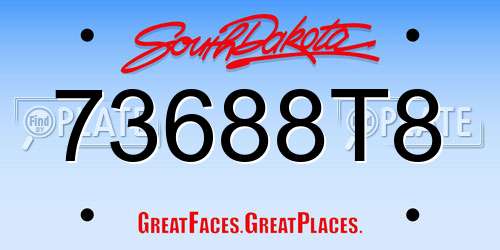 73688T8 South Dakota License Plate