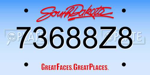 73688Z8 South Dakota License Plate