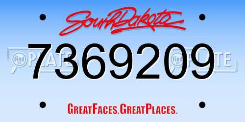 7369209 South Dakota License Plate