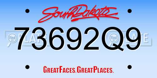 73692Q9 South Dakota License Plate