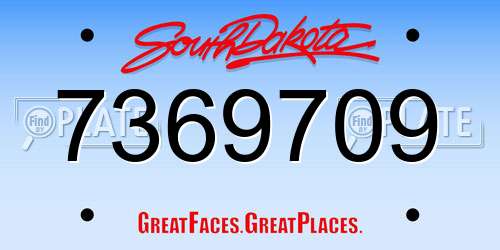 7369709 South Dakota License Plate