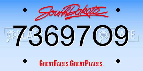 73697O9 South Dakota License Plate