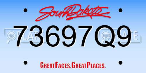 73697Q9 South Dakota License Plate