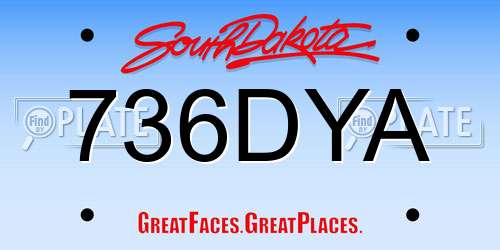 736DYA South Dakota License Plate