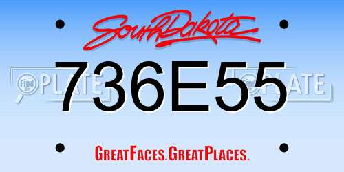 736E55 South Dakota License Plate