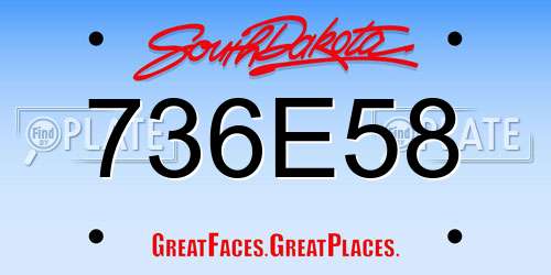 736E58 South Dakota License Plate