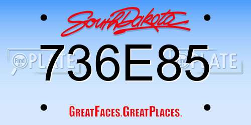 736E85 South Dakota License Plate