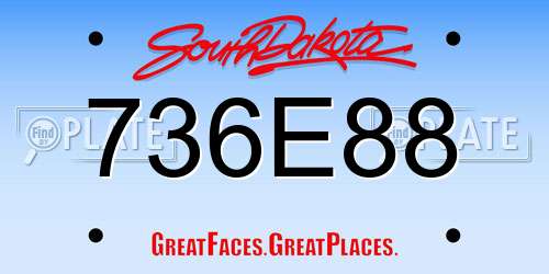 736E88 South Dakota License Plate