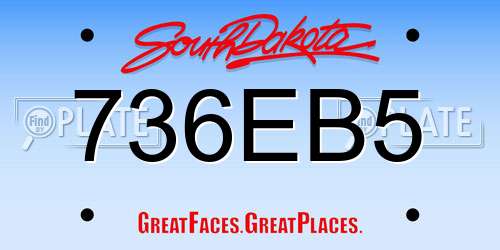 736EB5 South Dakota License Plate