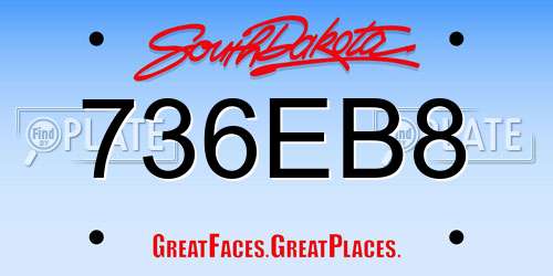 736EB8 South Dakota License Plate