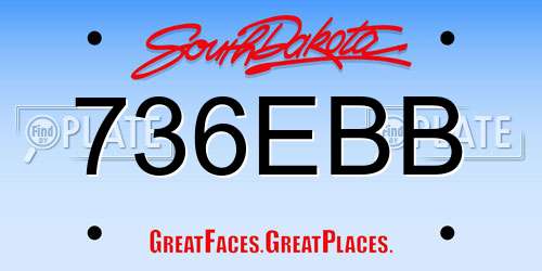 736EBB South Dakota License Plate