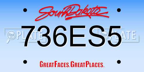 736ES5 South Dakota License Plate