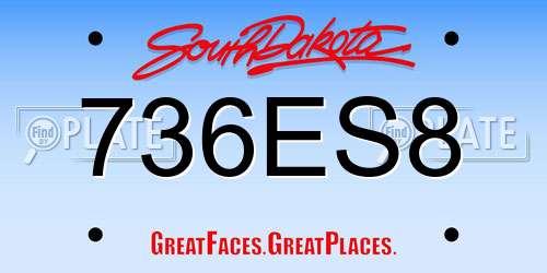736ES8 South Dakota License Plate