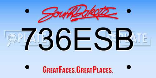 736ESB South Dakota License Plate