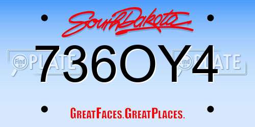 736OY4 South Dakota License Plate