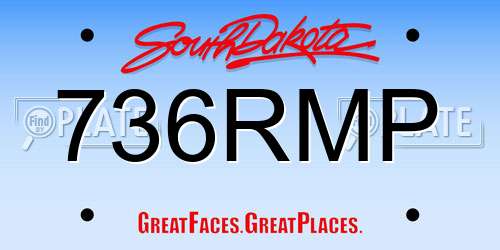 736RMP South Dakota License Plate