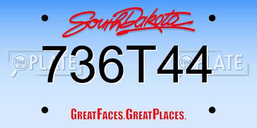 736T44 South Dakota License Plate