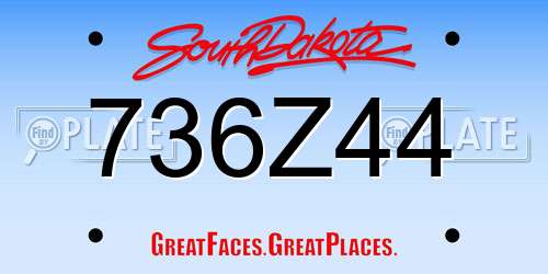 736Z44 South Dakota License Plate