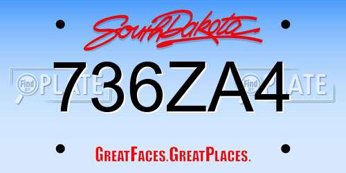 736ZA4 South Dakota License Plate