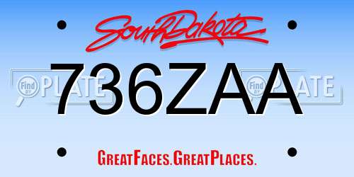 736ZAA South Dakota License Plate