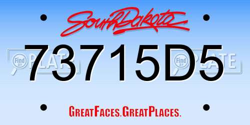 73715D5 South Dakota License Plate