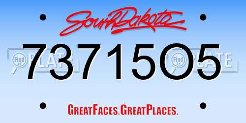 73715O5 South Dakota License Plate