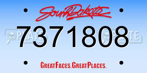 7371808 South Dakota License Plate