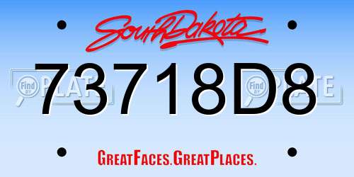 73718D8 South Dakota License Plate