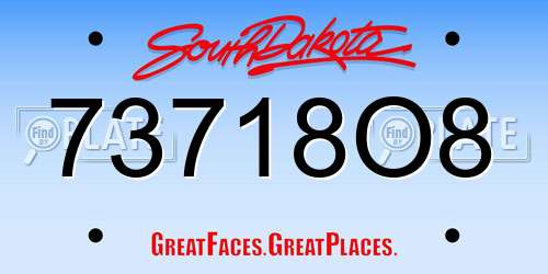 73718O8 South Dakota License Plate
