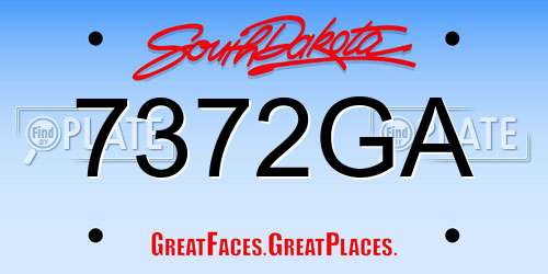 7372GA South Dakota License Plate