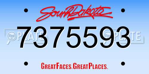 7375593 South Dakota License Plate
