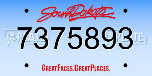7375893 South Dakota License Plate