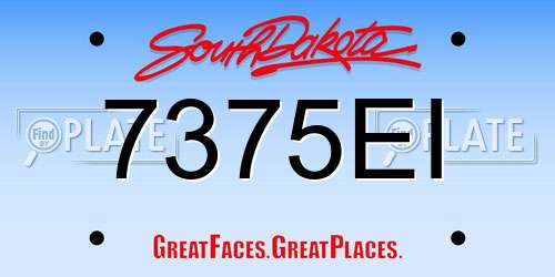 7375EI South Dakota License Plate
