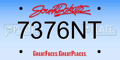 7376NT South Dakota License Plate