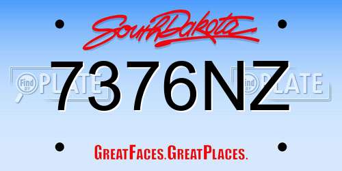 7376NZ South Dakota License Plate