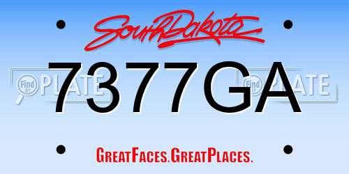 7377GA South Dakota License Plate